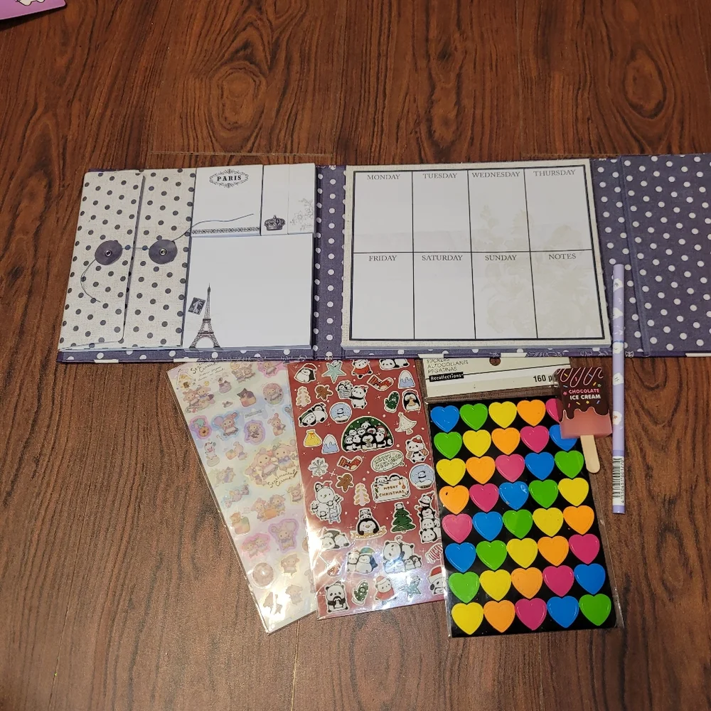 Planner bundle (Note card slot, Sticky notes, Stickers, and pencil)